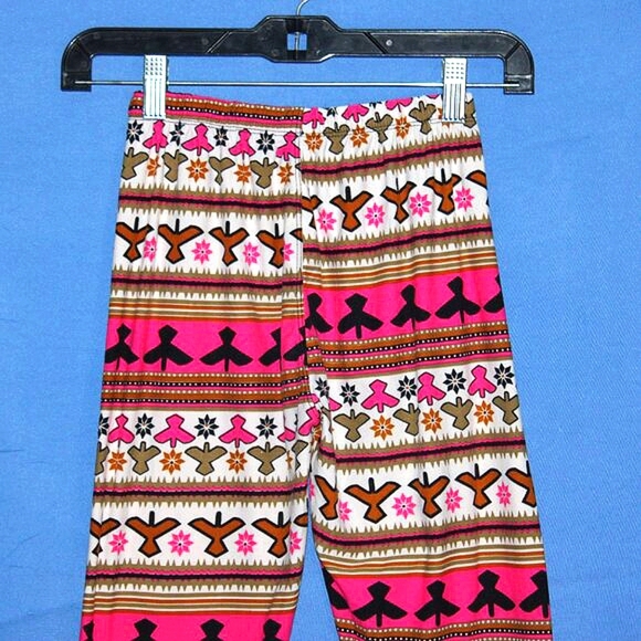 Silver Patterned Leggings - One Size - Pink Multicolor - Funky/Boho - Picture 5 of 6